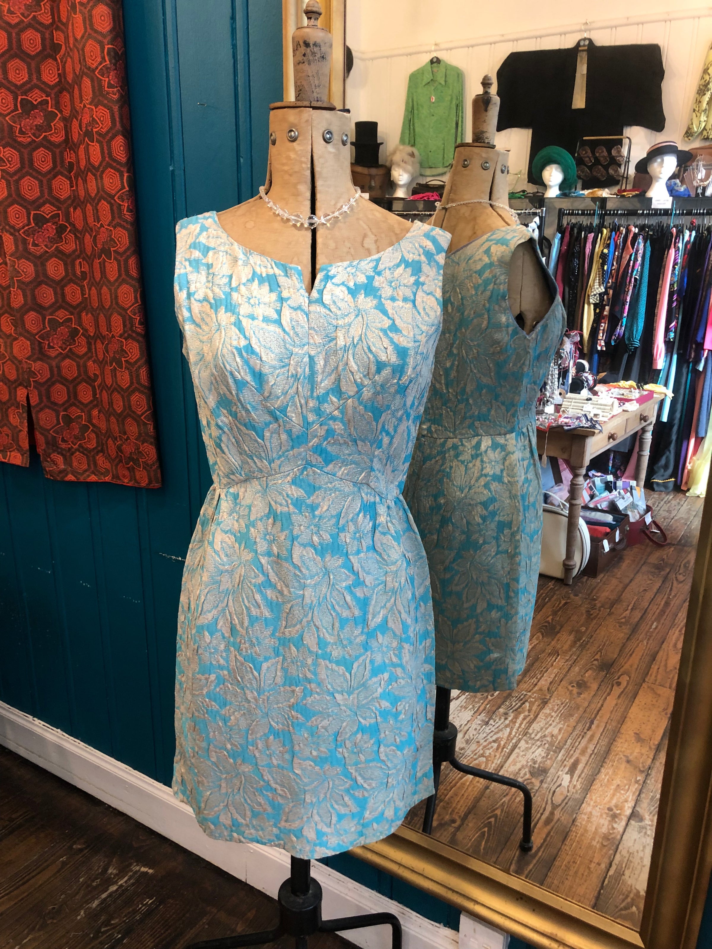 gold wiggle dress 1960s Metallic Gold Lurex Wiggle Dress main image 0